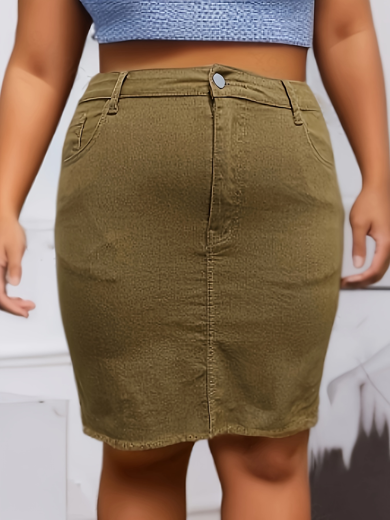 Plus size clearance khaki denim skirt