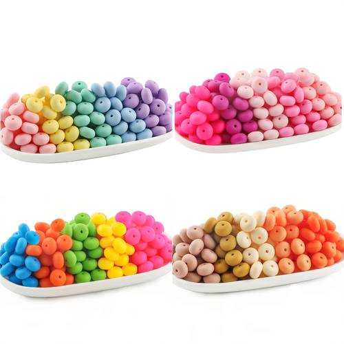 2d flat silicone beads assortment 50pcs 14mm silicone abacus beads flat spacer beads for necklaces bracelets craft projects