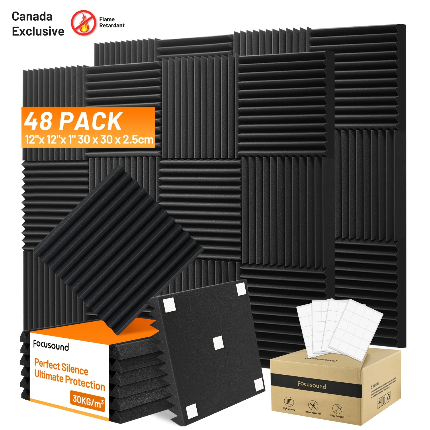 TEMU High-density Soundproof Foam Boards, 12x12x1.12inch - Acoustic Insulation Panels For Recording Studios, Home Theater, Game Rooms, Conference