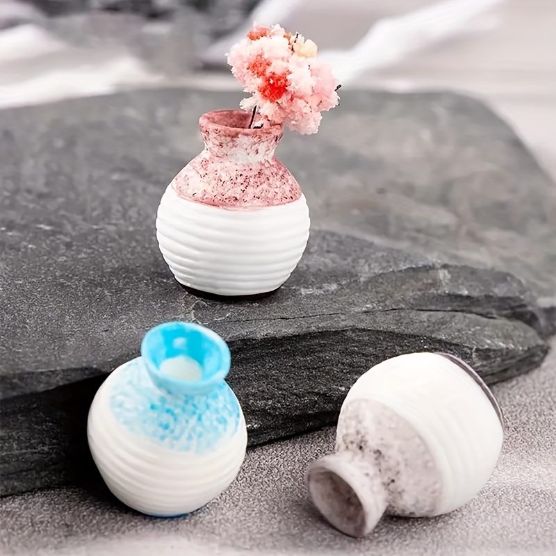 

6pcs Mini Vases, Ceramic Miniature Vases, Creative Craft Decoration, Home Table Decoration, Microlandscape Accessories