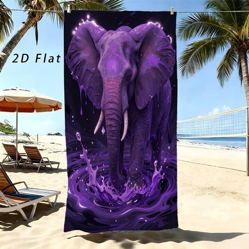 1pc beach towel purple elephant in artistic great gift for fans of statement style to your summer vacations or home decor everyday use