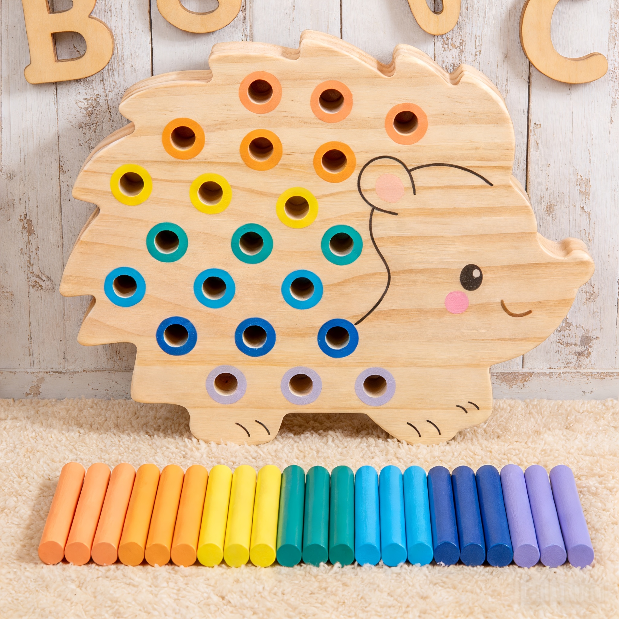 Image of Pip The Colorful Hedgehog - Wooden Color Sorting Toy For Toddlers 18m+, Stem Educational Toy For Fine Motor Skills And Sensory Play, Perfect Birthday/christmas Gift For Boys And Girls