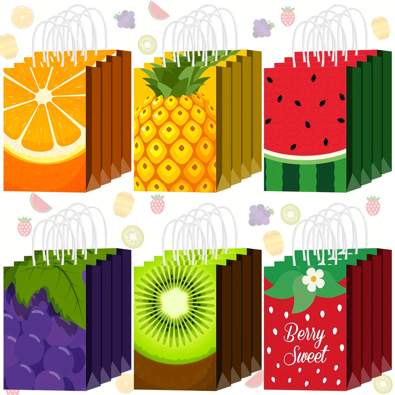 gift for her him 18pcs fruit party gift bags with handles tutti   strawberry watermelon paper bags suitable for birthday party decorations