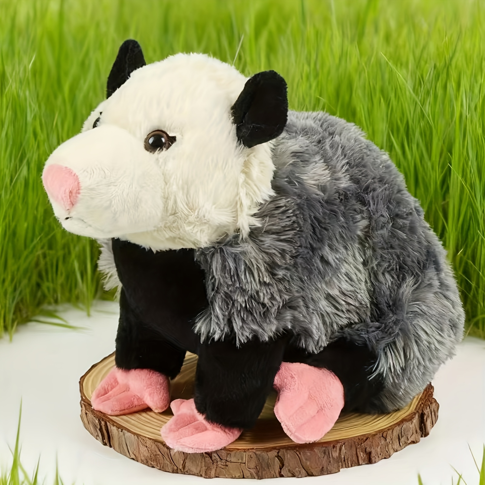 TEMU 38cm/14.96'' Possum Plush Toy With Pink Tail And Paws - Soft Stuffed Animal Doll, Cute Wild Animal Plush Doll Gift For Pets