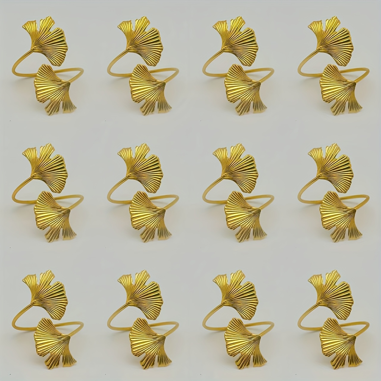 E-shop 12 Stück eleganter Ginkgo-Blatt-Napkinringe, schönes Design, klein und leicht zu tragen, geeignet für Bauernhaus, Hochzeiten und besondere