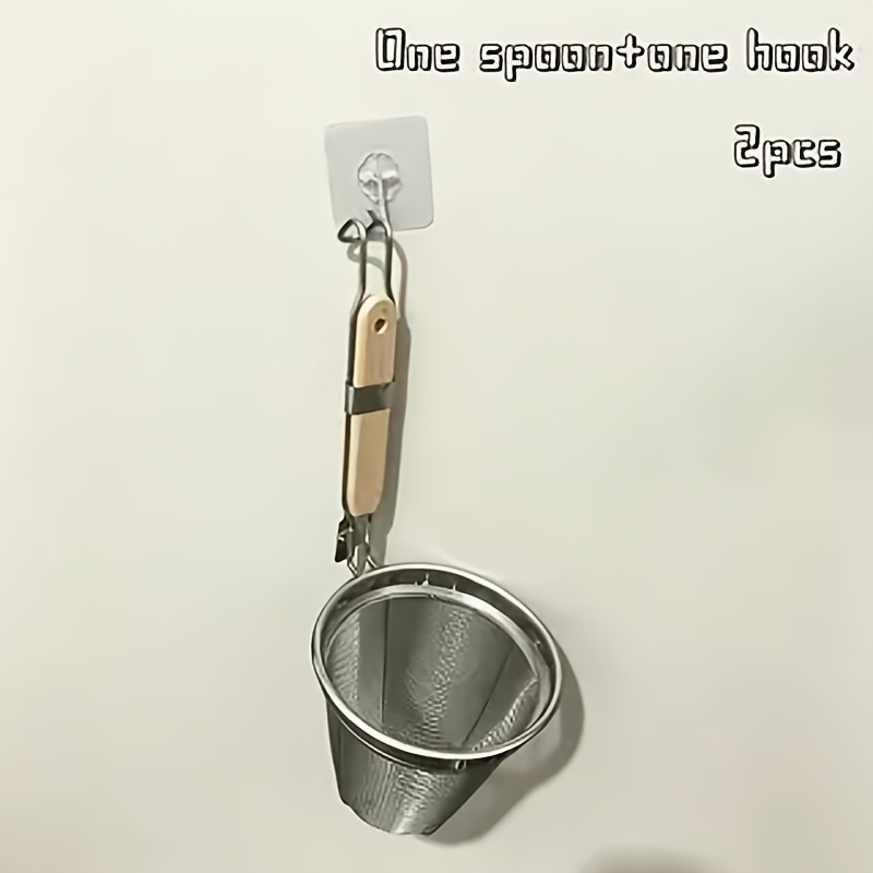 TEMU Stainless Steel Pot Skimmer Set Of 2, 1 Slotted Spoon   1 Hook, Deep Fine Mesh Pasta Strainer, Kitchen Hot Pot Skimmer, Noodle, Vegetable, And