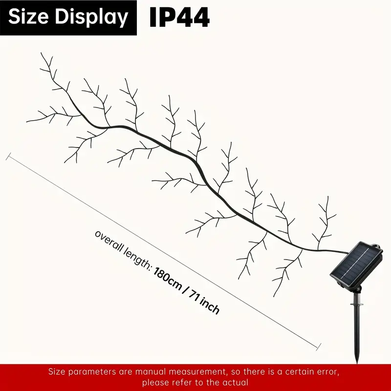 1pc solar 96 led willow vine wall lamp 8 lighting dimmable artificial plant branches fairy lights with lithium battery warm white for indoor outdoor garden patio holiday decor commercial street use solar garden lights Product details 5