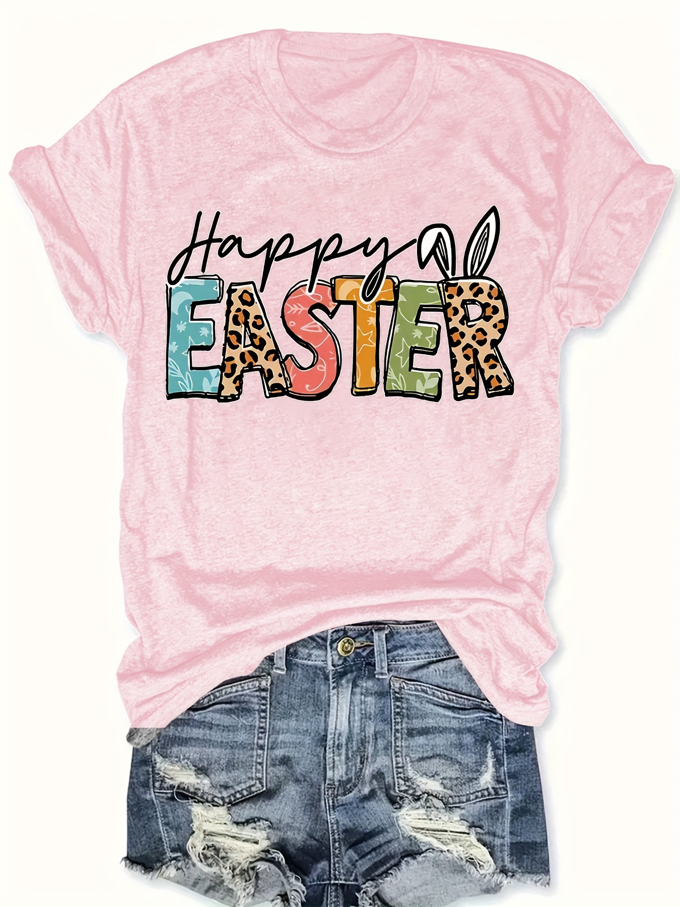 Ostern Druck T Shirt In Übergröße Lässiges Rundhals Kurzarm Temu