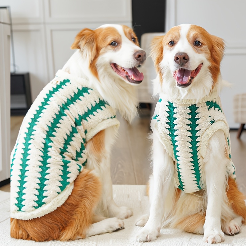 new christmas medium and large dog clothes striped plush dog clothes pet clothes Product details 3