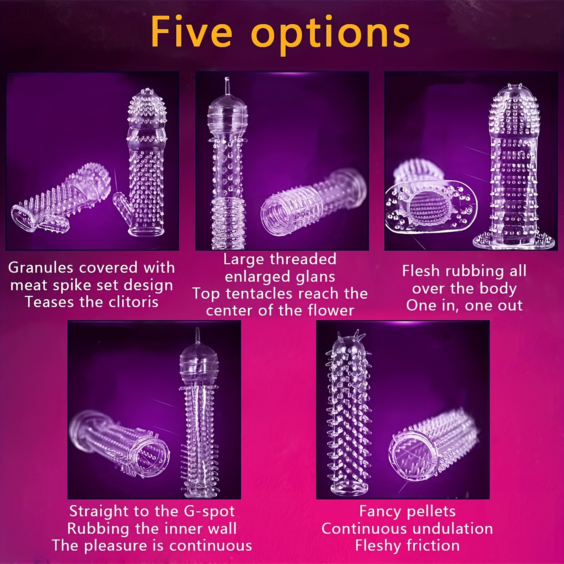 Transparent Threaded mace Condom, Silicone Penis Sleeve, Reusable Male Condoms, Stretchy Textured Studded Stretchy Penis Sleeve Set, Penis Rings Sex Toys for Men Couples