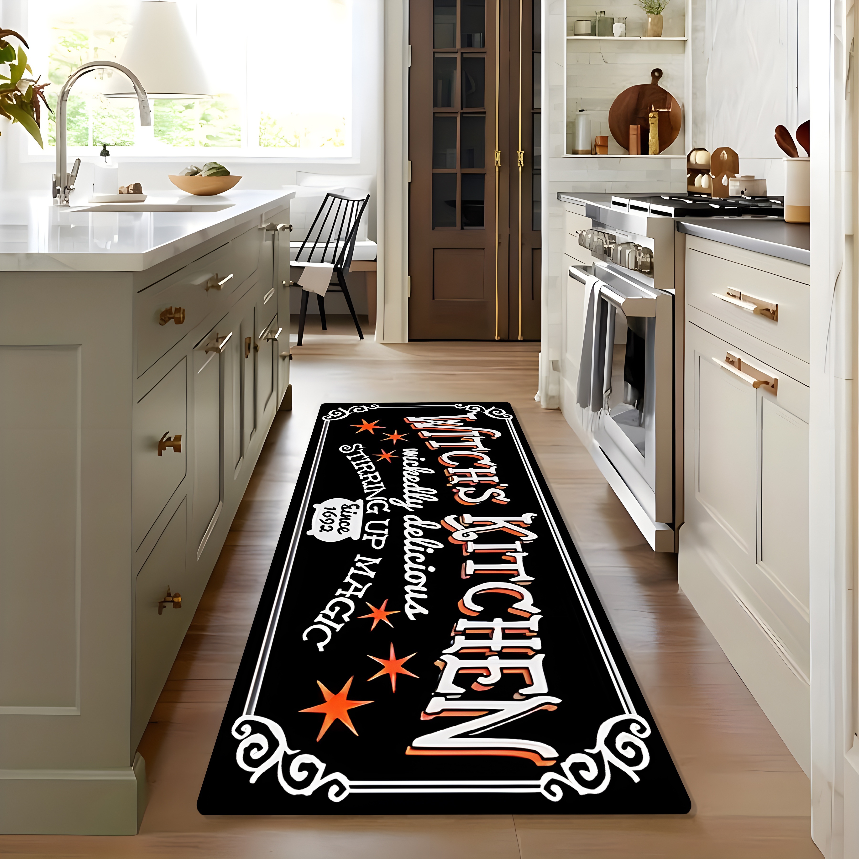 TEMU [ + 1.1cm Thick] 1pc, Witch's Kitchen Themed Printed Mat, Halloween Non-slip Mat, Living Room Bedroom Home , Ultra-comfortable Flannel Area Mat,