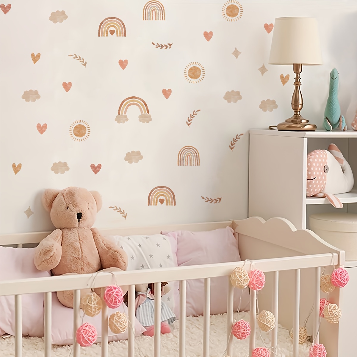 2-Pack Boho Rainbow Sun & Heart Wall Decals for Home Decor