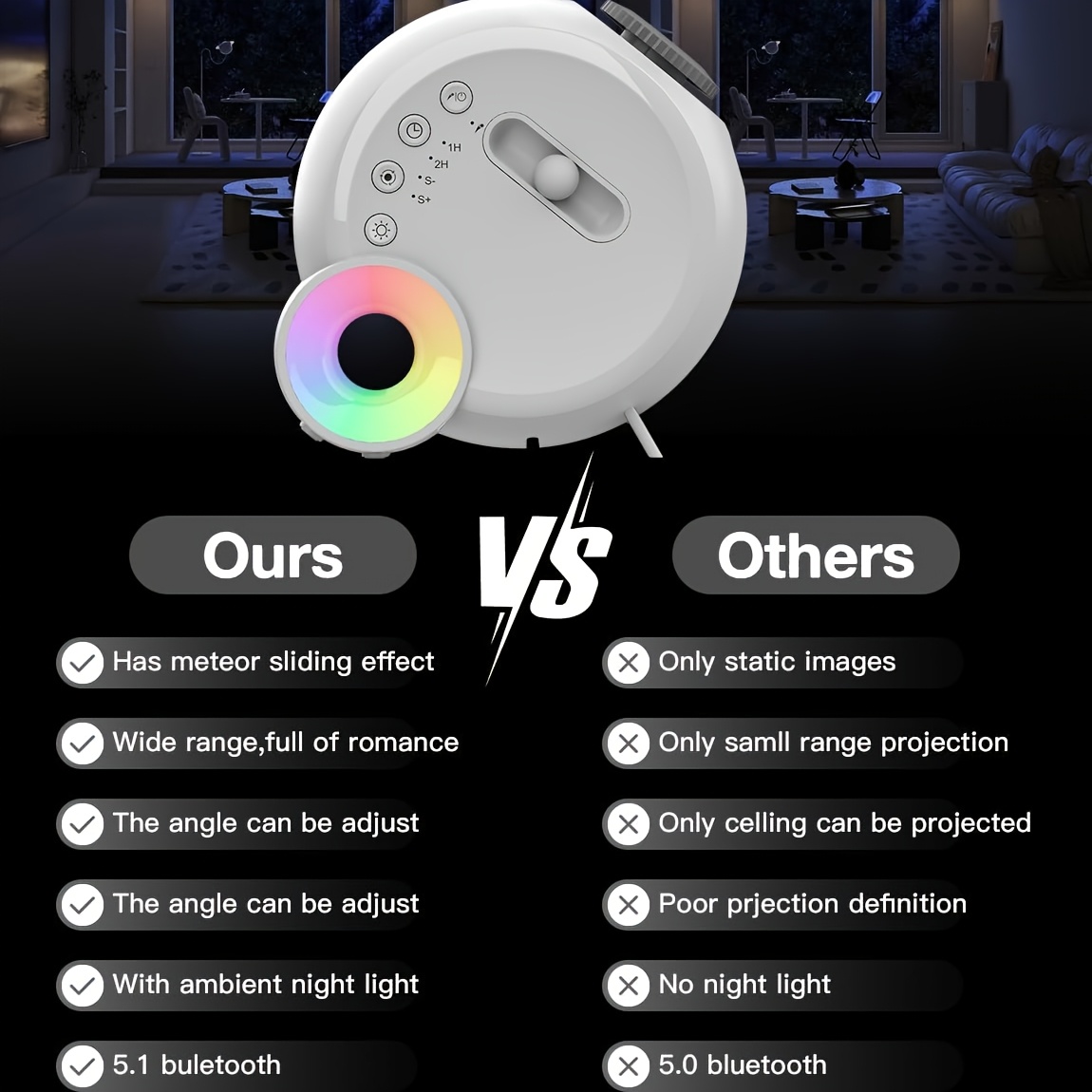 1pc 13 in 1 led projector lamp usb powered light with remote wireless built in microphone non waterproof desktop planetarium for decor ideal for christmas birthday party gifts details 9