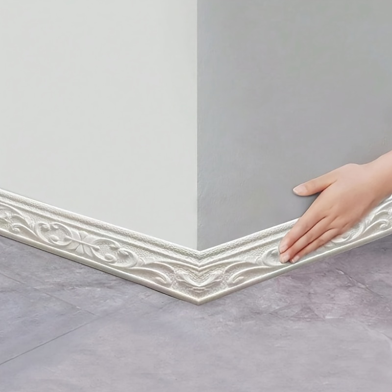 TEMU 1 Rol 90,55 Inch Hedendaagse Zelfklevende 3D Bloemen Schuimlijst, Eenvoudig te Installeren Wand- en Plafonddecoratie Stickers, DIY Huisdecoratie