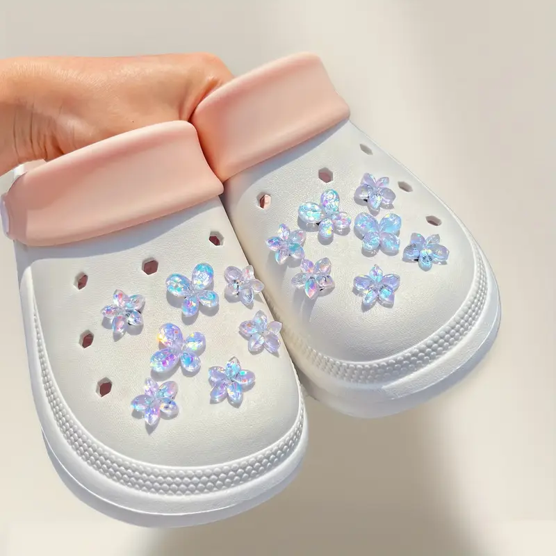 tira de 14 piezas de charms de zapatos de flor para zapatillas, zapatos de jardín, sandalias y zapatillas - plástico resistente, resina, fáciles de usar - accesorios de regalo de decorativos para fiestas detalles 8