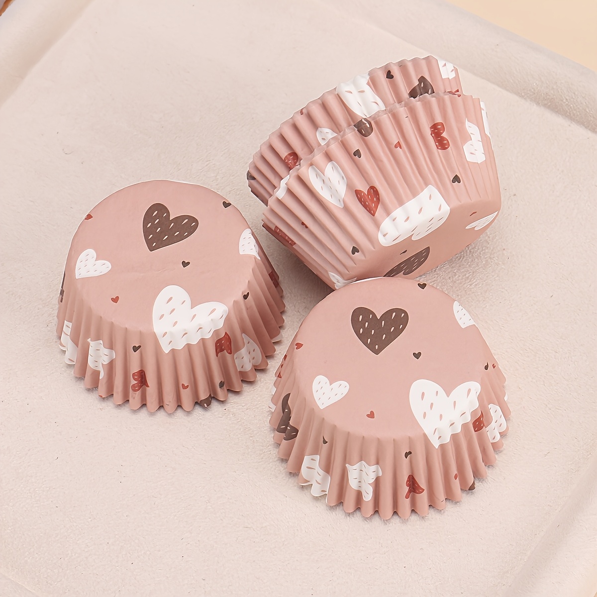 Image of 100 Valentine's Day Design Muffin Cupcake Liners | 1.97x1.18-inch Paper Liners, Home Baking Supplies, Suitable For , Birthdays, Valentine's Day, Christmas