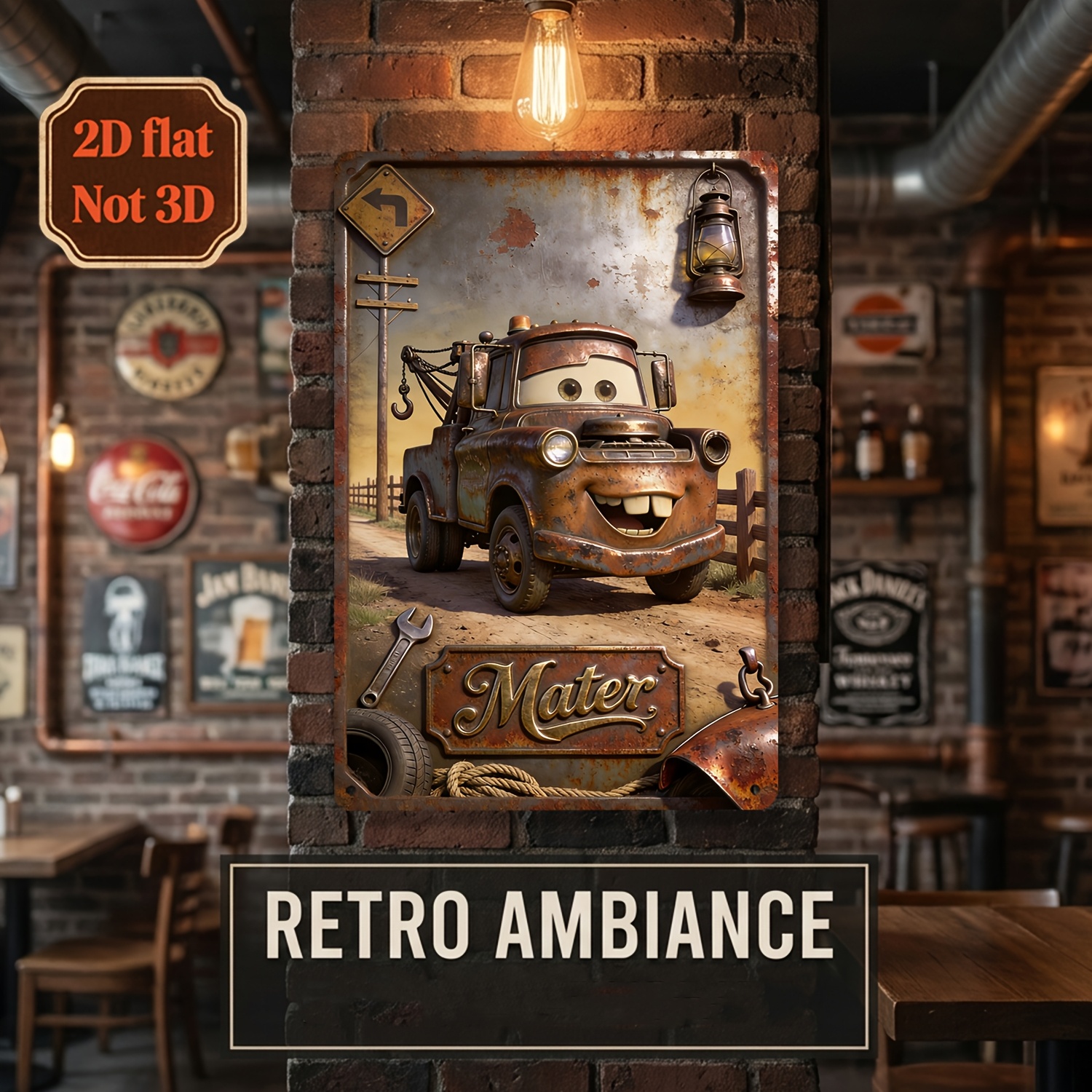 TEMU 2d Flat, 1pc Countryside Theme Retro Sign, Suitable For Bars, Cafes, Garage Decorations, Home Decor, And Garden Fences. Perfect For Parties, An