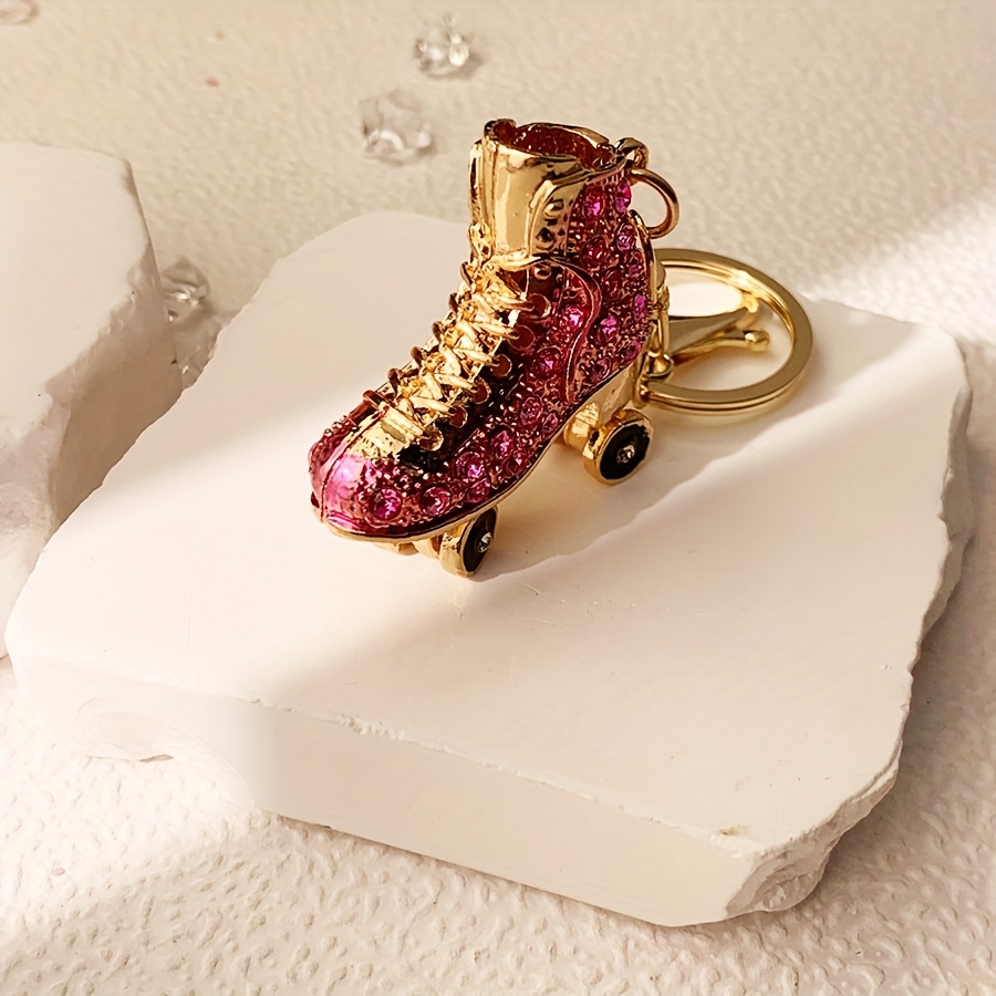 TEMU 1pc Of Stylish And Elegant Roller Skate-shaped Keychain With Rhinestones, A Beautiful And Compact Accessory For Bags, Suitable For Men And Women