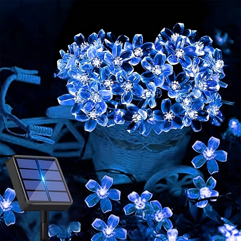 TEMU Luci a stringa da esterno, Luci a fata solari a forma di fiori di ciliegio, Decorazioni estive da esterno, Luci a stringa per da giardino,