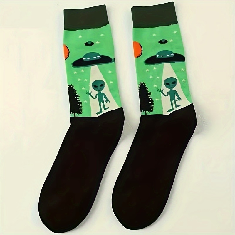 

Ufo Socks - Men', Hand Wash Or , Knit Fabric, Graphic Design