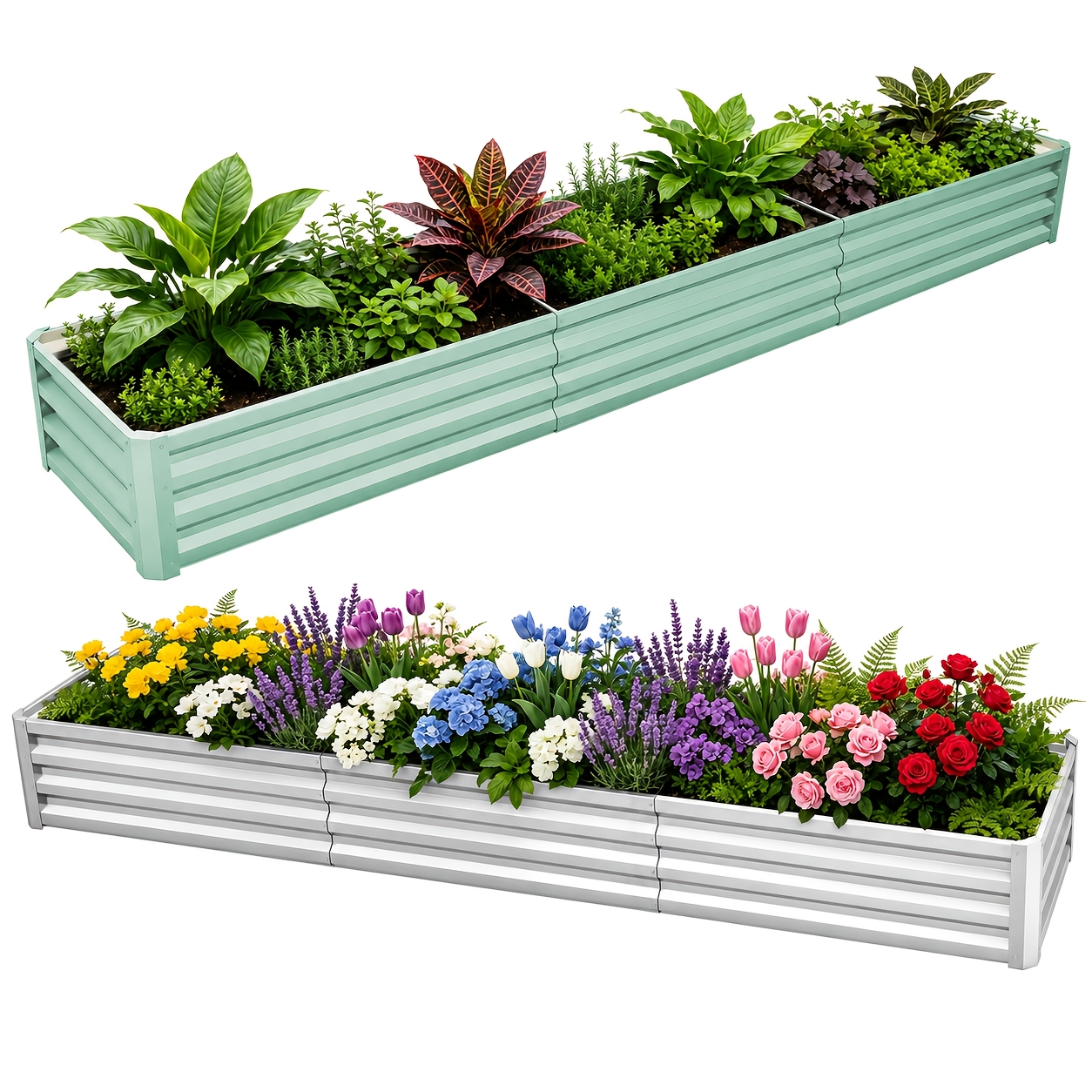 Image of Planting Box, Metal Raised Garden Bed, Large Raised Garden Bed, Made From Weather-resistant Metal, Suitable For Growing Vegetables And Flowers, 300cm*60cm*30cm