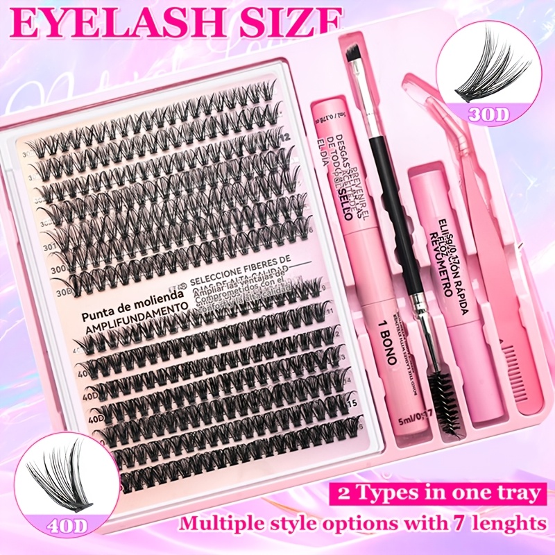 Image of 30/40d Grafting Eyelash Set, Self Grafting Tufted False Eyelashes 8-16mm, Mixed And Reusable, Large Capacity, Light And Soft, Suitable For Makeup Looks, Thick And European And