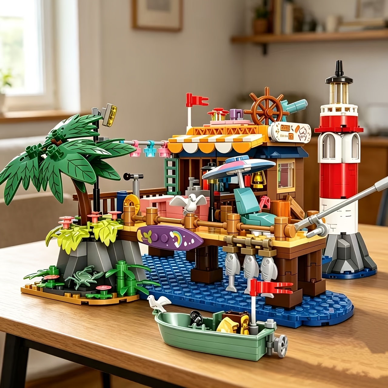 Fun Beach Fishing Pier Building Blocks Set