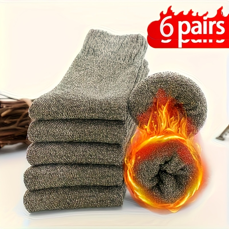 TEMU Color Random 6 Pairs Of Men's Heavy-duty Winter Socks - Extreme -30 Â° C Cold-proof, Thick-insulated Ski, Camping, Construction Work Socks -