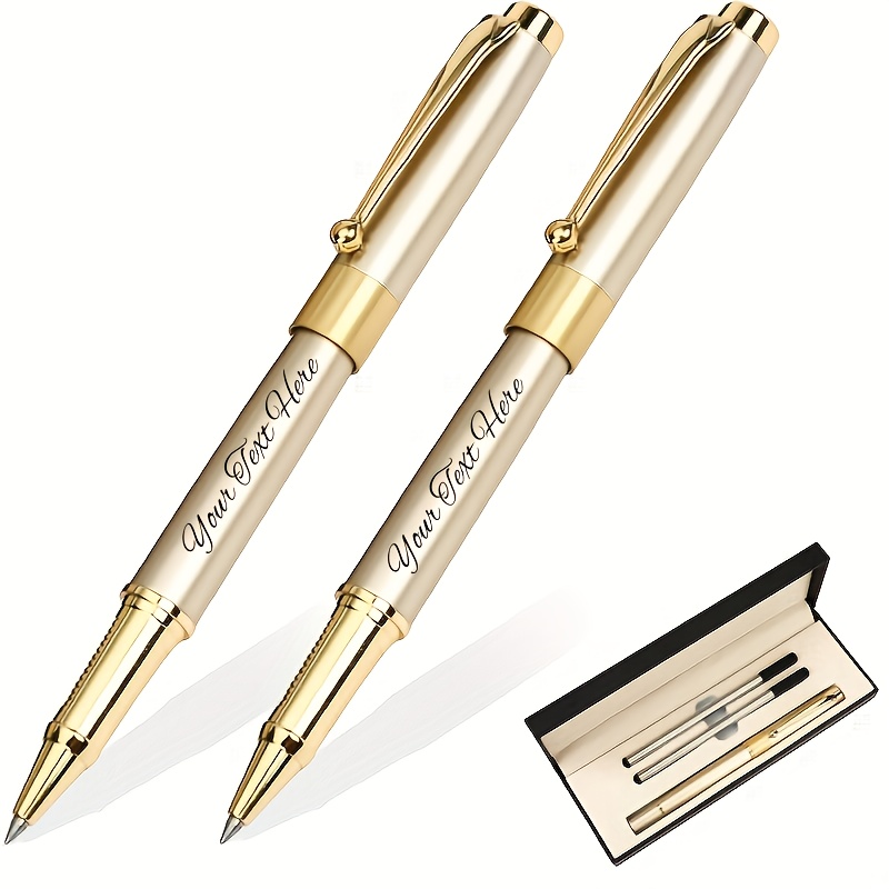 Personalized Luxury Ballpoint Pen, Free Laser Engraving Customization, 0.5mm Black Ink, Nice BallPens Box Birthday Gifts, Office Gel Pens Writech Pens Fine Point Smooth Writing Blue Pens