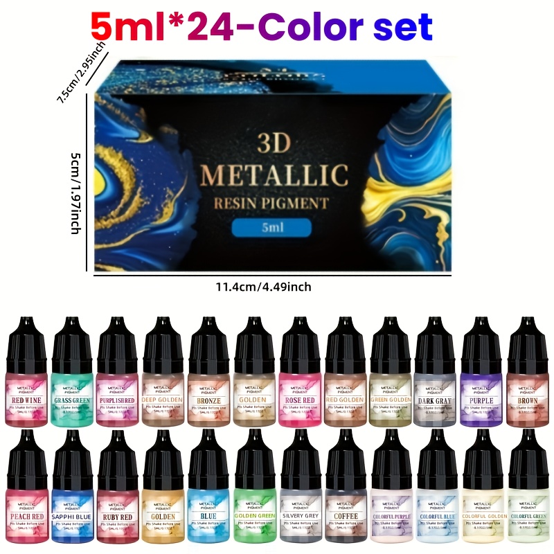 24-color Scale Resin Set (5ml X24) - Professional Suitable For Diy , Metal Gradient Paint & Resin Dye Craft Pigments With 24 Colors For Jewelry Making, Casting Supplies, 3d Rendering Paint Kit