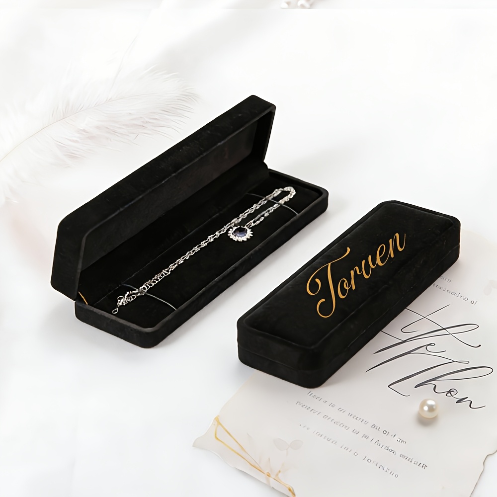 Personalized Velvet Necklace Box, Custom Name Organizer