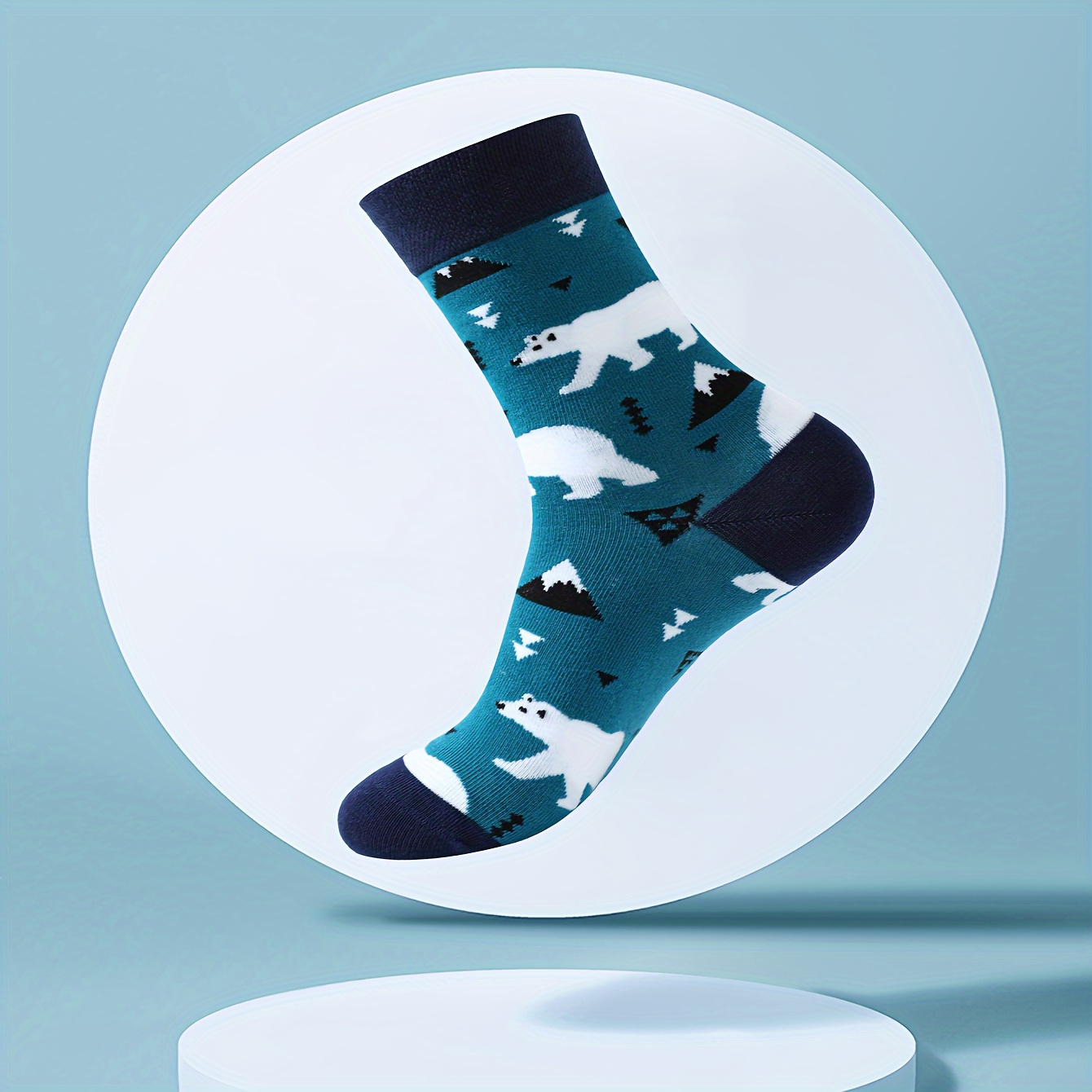 Men's Mid-Calf Fun Antarctic Penguin Pattern Socks