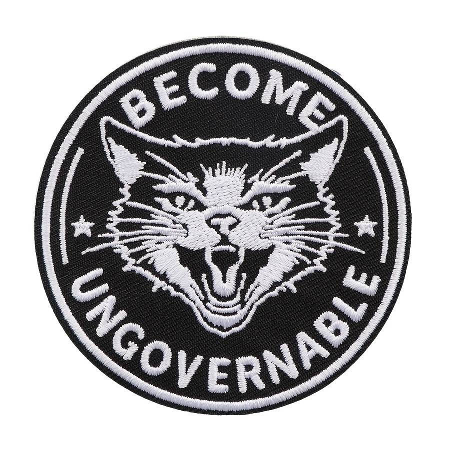 TEMU 1 pièce Patch " Ingouvernable" à Bordure Côtelée, Slogan Amusant, Badges Chat en , Style Punk Gothique, Patchs Thermocollants pour Vêtements et