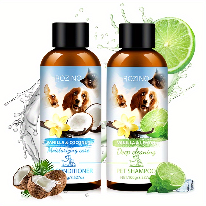 

Rozino 2-in-1 Dog Bathing Solution: Shampoo & Conditioner For Mites, Fleas, And Itch Relief