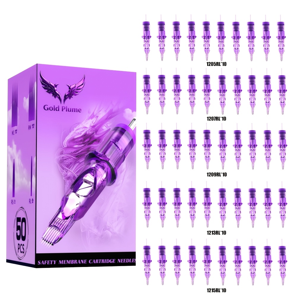 Tattoo Needles 50 Mixed Sizes Disposable Needles, 1205rl, 1207rl, 1209rl, 1213rl, 1215rl 5 Models Mixed, Smooth Ink Flow, , Essential Tattoo Supplies For Tattoo Beginners And Professional
