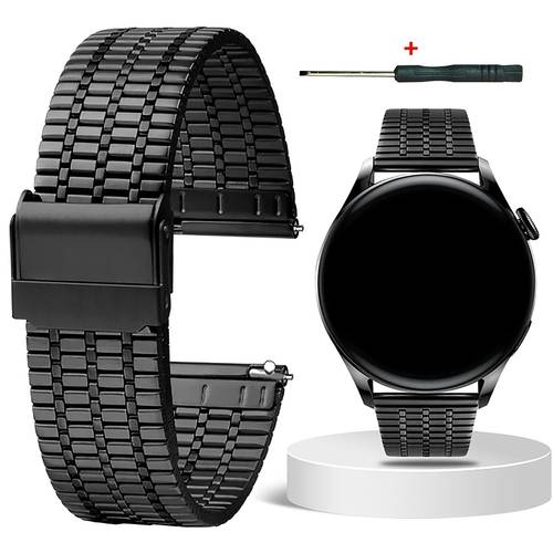 mm rustfrit stål urrem med dobbelt sikkerhedslås, kompatibel med for watch 765432, huawei watch watch5/4/3/2 /4/3/2, xiaomi s4/s3/s2/s1pro, -seriens ur, 7-perle tynd rem