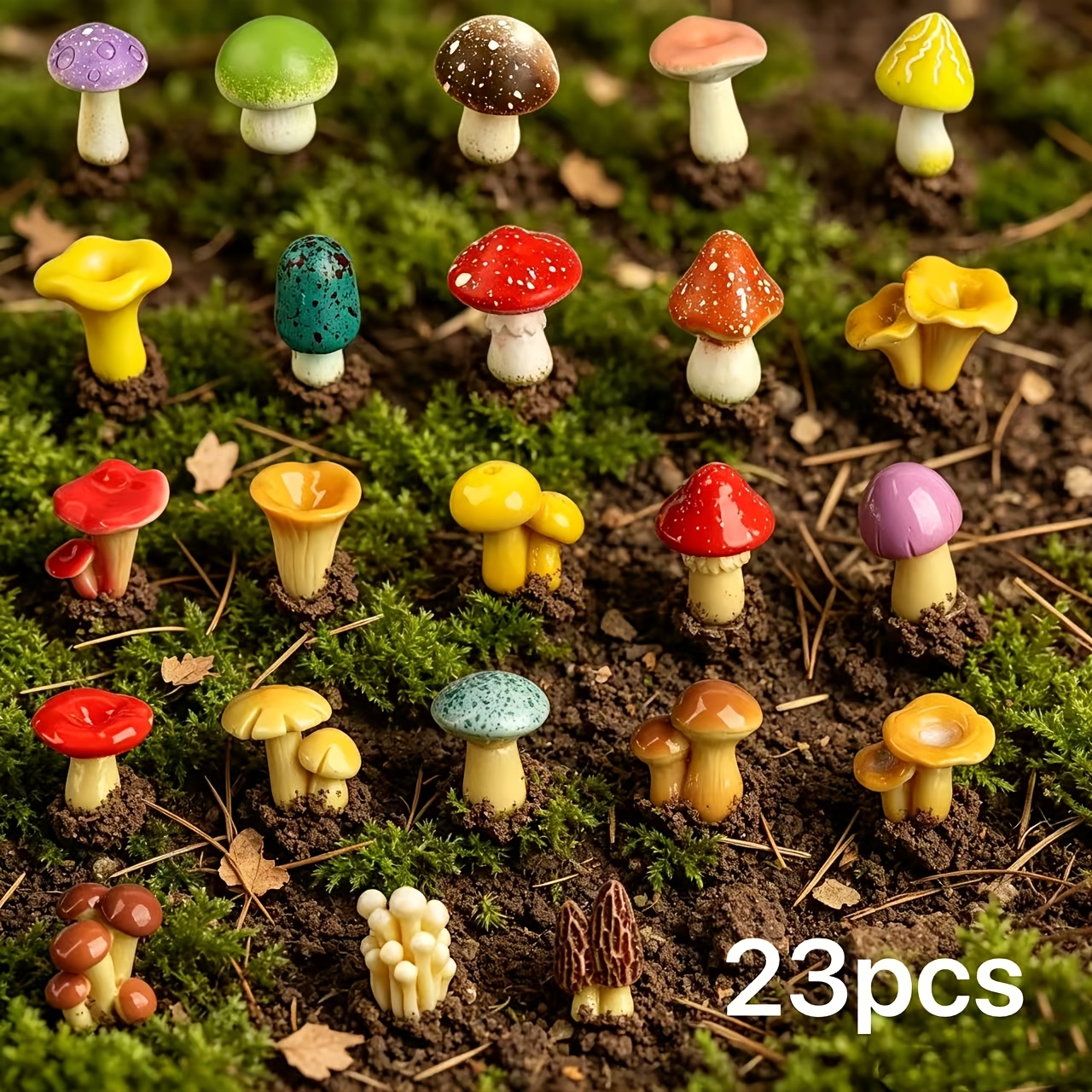 TEMU 23 styles d'ornements de scène miniature aux designs variés, bonsaï de mousse, accessoires d'aménagement paysager pour micro-plateau à sable ,