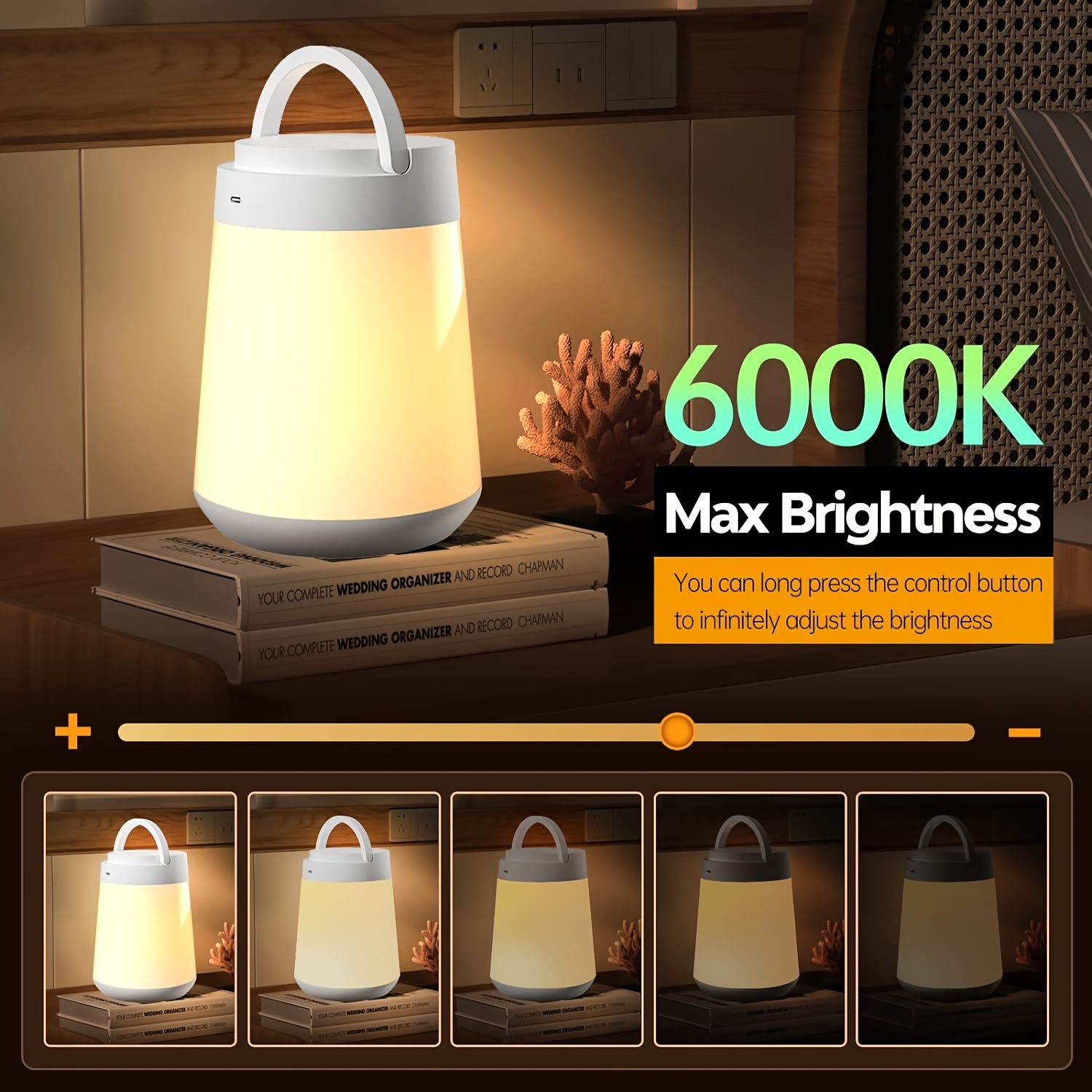 Portable Eye-Care Night Light, LED Touch Sensor Nursing Night Light, 3-Color Touch Dimmable Lamp, Rechargeable Portable Memory Night Light Bedside Lamp