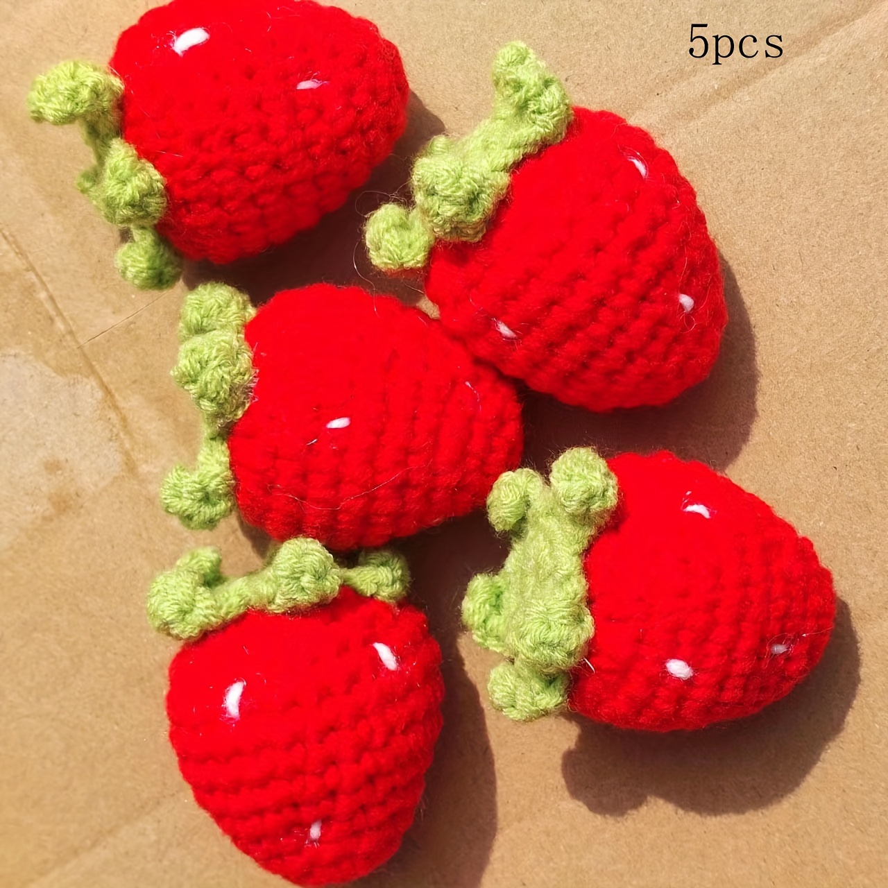 Image of 5pcs Handmade Woven Fruit Pendant Strawberry 5cm Milk 3d Strawberry Korean Style Ear Jewelry Strawberry