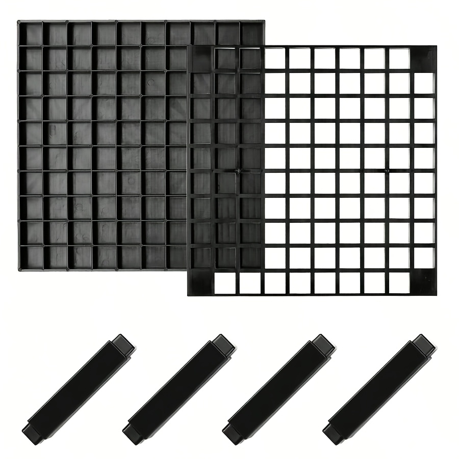 TEMU Organisateur de pinceaux d'art en plastique à 96 fentes, noir, gris et rose - Porte-stylo de bureau portable et détachable pour aquarelle,