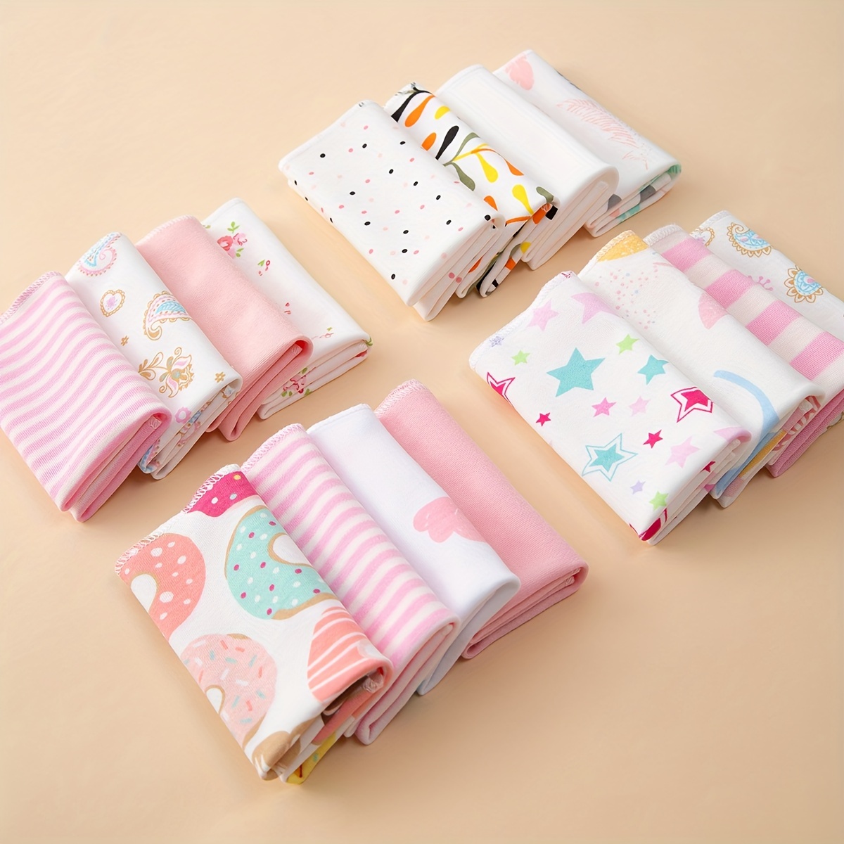 Image of 16pcs Mini Eggs Soft Cotton Bibs - Absorbent, Gentle, And Colorful Assorted Patterns For , Feeding, And Drool (hand Wash Only), Feeding Aid | Assorted Designs | Comfortable Texture, Feeding Supplies