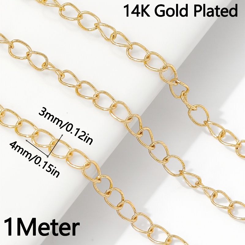 TEMU Chaînes d'extension prolongées en laiton plaqué or 14K de 1 mètre, rallonge de queue pour accessoires de fabrication de bijoux, matériaux de