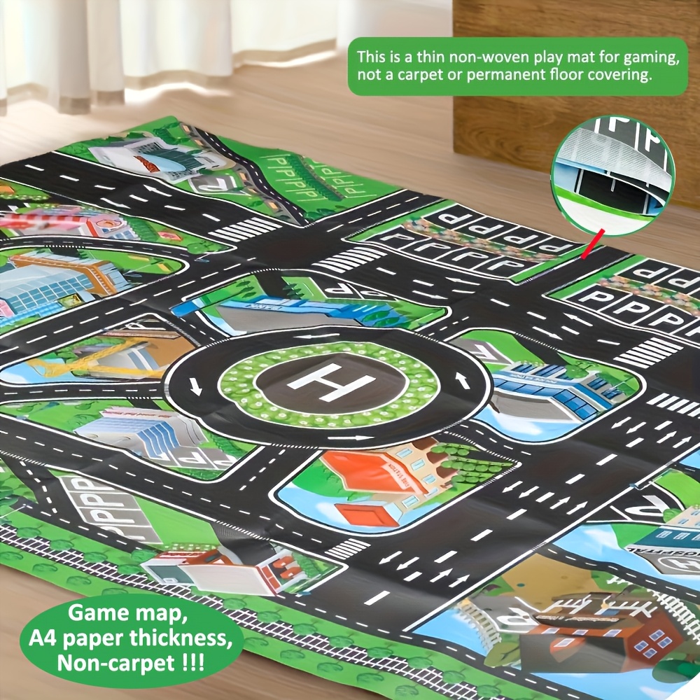 1pc City Traffic Play Mat - Garages - Interactive Road Map For Kids, Educational Tool, Room Decor, Perfect Birthday Halloween And Christmas Gift- Only Map