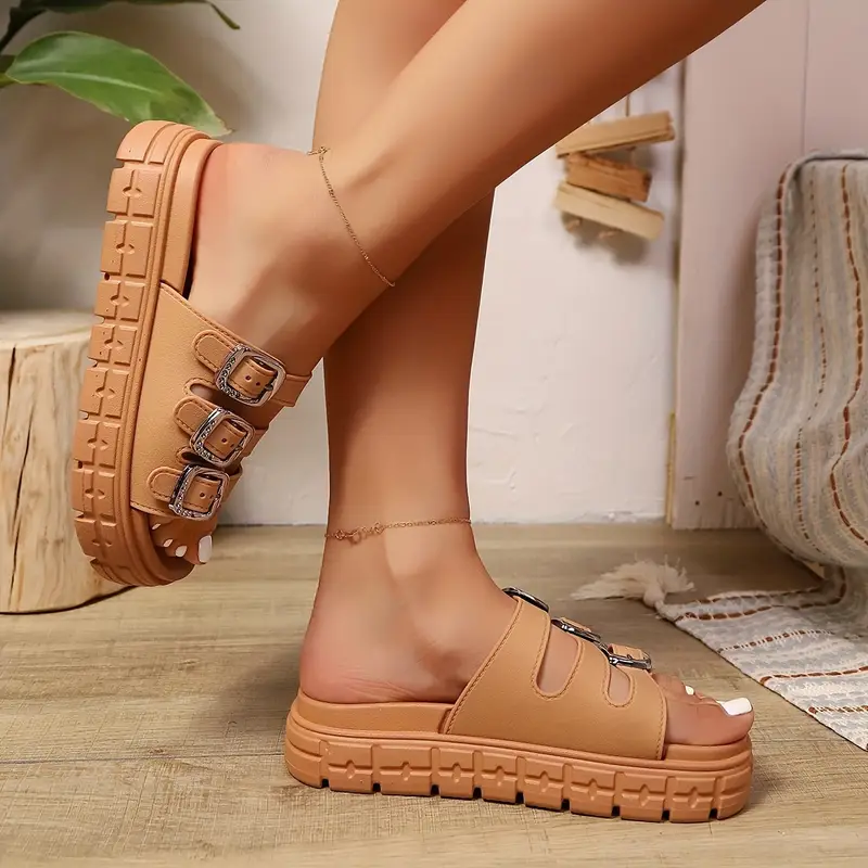 womens beach vacation sandals with thick sole three straps comfortable and breathable non slip bohemian for summer outdoor and home use Product details 8