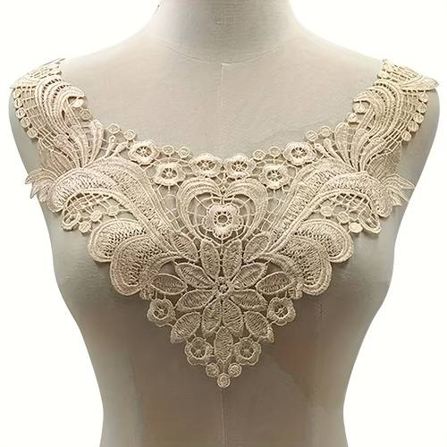 3pcs elegant water soluble embroidered lace collar set floral and lace design black beige lightweight polyester diy accessory for dresses shirts jackets hand wash only sewing supplies accessory
