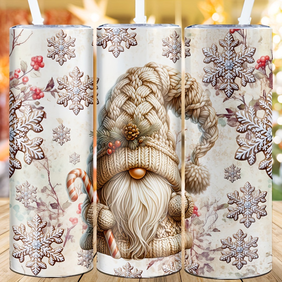 

20oz Steel Insulated 3d Knitted & - Reusable, & Cup Lid And For , Camping, Car Use - Christmas &