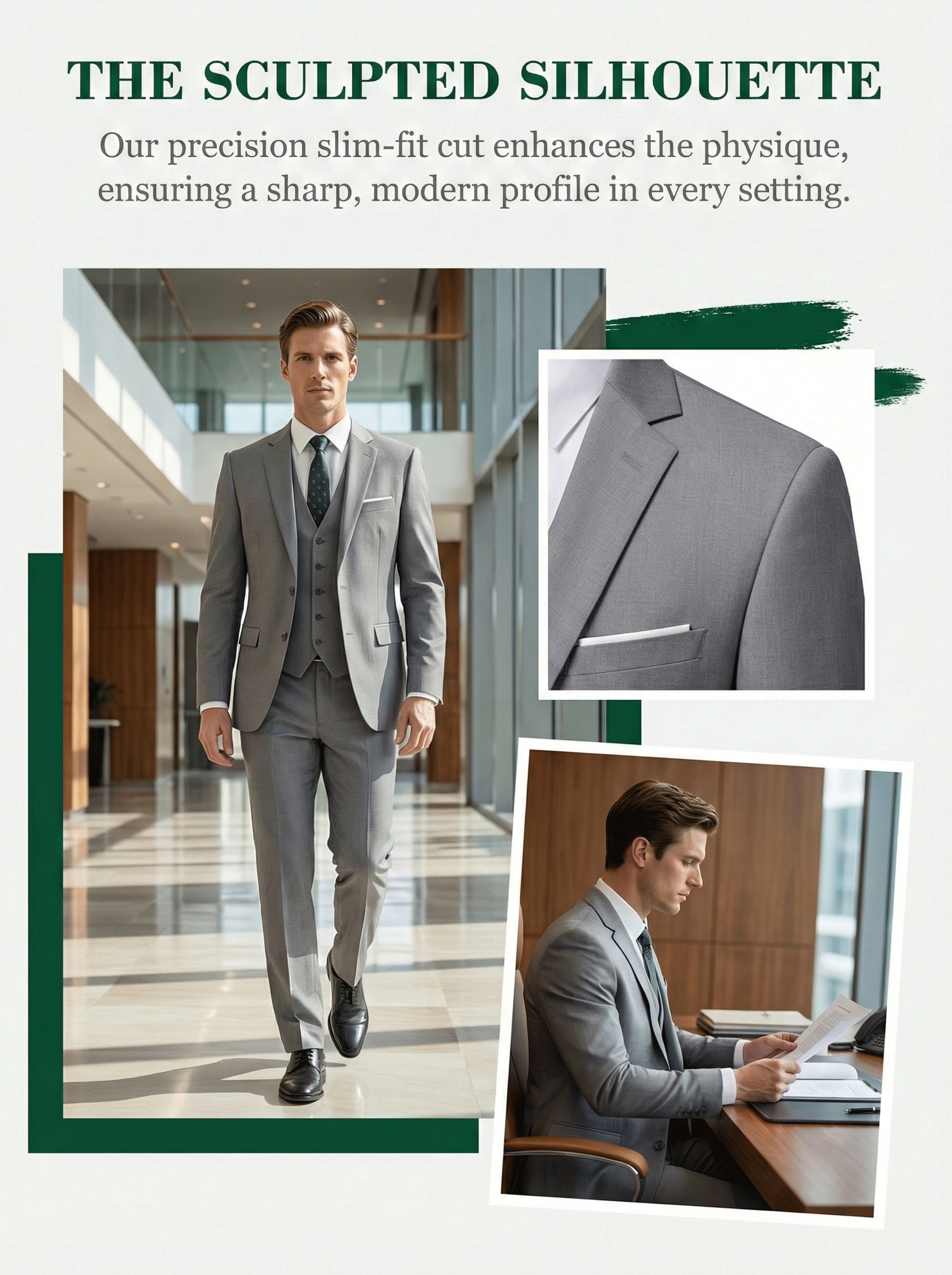 Ensemble 3 pièces pour homme, Veste de costume + Gilet + Pantalon de costume, Élégant et de haute qualité, Idéal pour mariages, fêtes ou événements formels (Pochoir gratuit avec motif aléatoire)