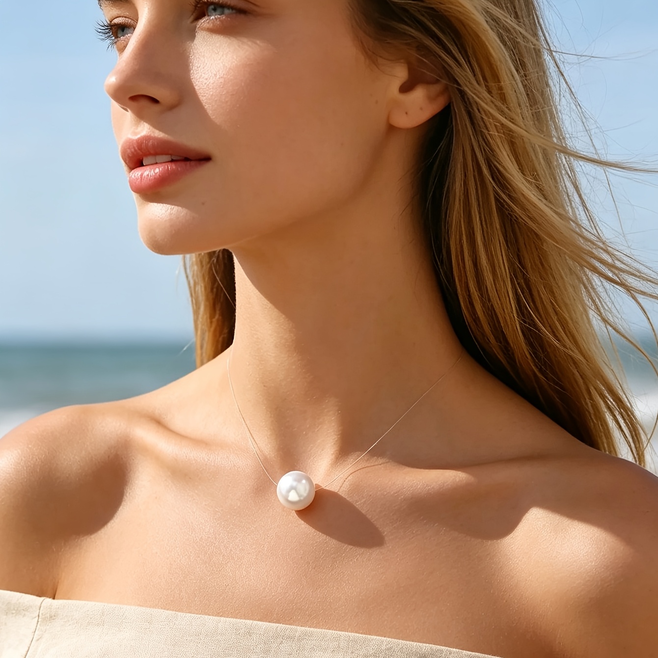 Image of A Simple And Elegant Invisible Fishing Line Collarbone Chain For Women, Suitable As An Accessory For Holidays, Birthdays, Dates, , Parties, Vacations, Shopping, And Daily Commuting