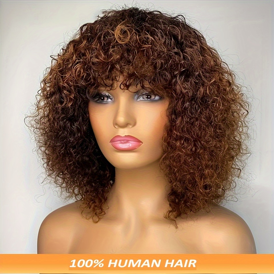 

Beauty Curly Wig With Bangs - 150% Density, Human Hair For Women, Peruvian Remy, Versatile Style