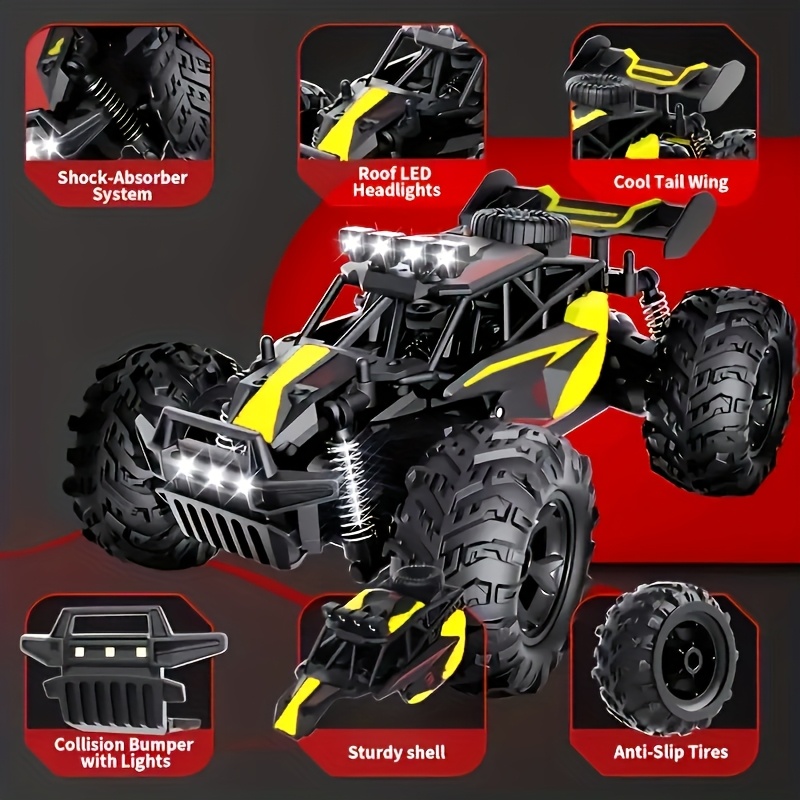 20 Km/h High Speed Remote Control Truck Off Road RC Monster Vehicle with Dual Rechargeable Batteries, All-terrain Tires, Electric Toy, Ideal Gifts for Boys Kids And Adults, Christmas Gifts
